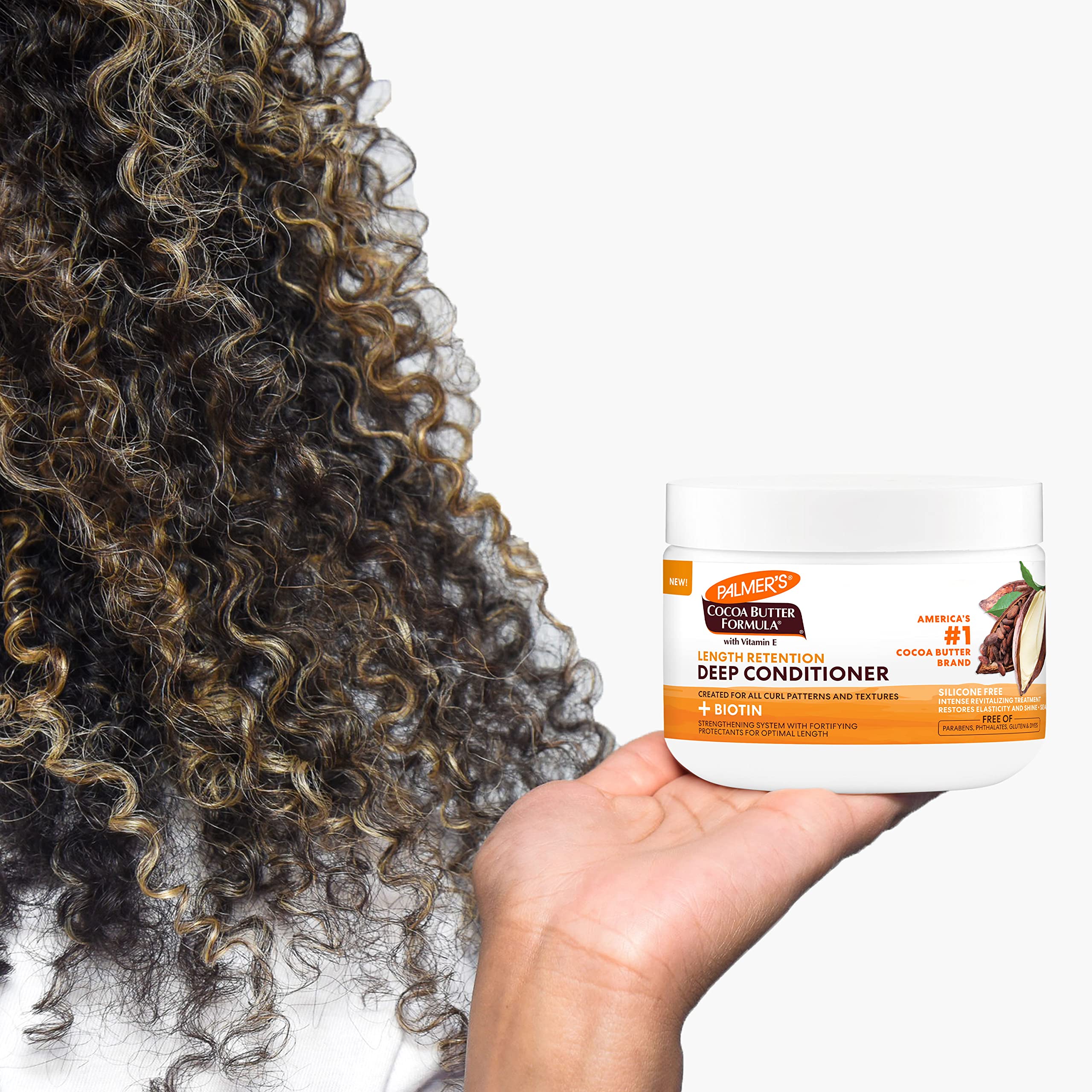 Palmer's Cocoa Butter & Biotin Length Retention Deep Conditioner, Strengthen, Nourish and Restore Elasticity and Shine, Suitable for All Curly Hair Patterns 8.5 Ounce